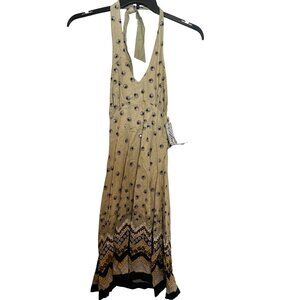 Apollo Womens Halter Neck Boho Dress With Polka Dot & Eye Motif Lightweight Cott